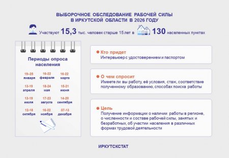 17.06.2026 - Выборочное обследование рабочей силы в Иркутской области в 2026 году